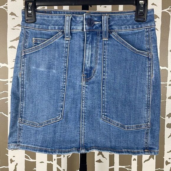 American Eagle Denim Hi-Rise Mini Skirt 0 - Picture 1 of 5